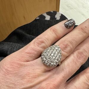 Touchstone Crystal Silver Teardrop Ring